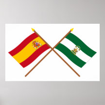 Crossed flags of Spain and Andalucía Print