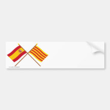 Crossed flags of Spain and Cataluña Bumper Stickers