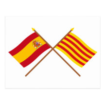 Crossed flags of Spain and Cataluña Postcard
