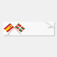 Crossed flags of Spain and País Vasco (Euskadi) Bumper Stickers