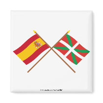 Crossed flags of Spain and País Vasco (Euskadi)