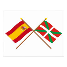 Crossed flags of Spain and País Vasco (Euskadi) Post Cards