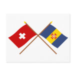 Crossed Flags of Switzerland and Madeira Postcard