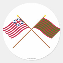 Crossed Grand Union and Ft Sackville Flags Round Stickers