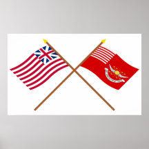 Crossed Grand Union and Tallmadge's Dragoons Flags Print
