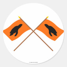 Crossed Sea Turtle Nesting Flags Round Stickers