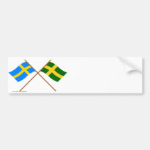 Crossed Sweden and Öland landskap flags Bumper Sticker