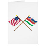 Crossed US 27-star and 1845 Florida State Flags Greeting Card