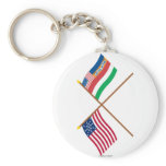 Crossed US 27-star and 1845 Florida State Flags Keychains
