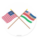 Crossed US 27-star and 1845 Florida State Flags Stickers