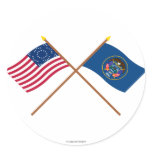 Crossed US 45-star and Utah State Flags Sticker