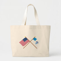 Crossed US and 2nd Rhode Island Regiment Flags Bags