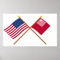 Crossed US and Brandywine Flags Print