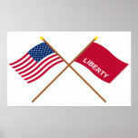Crossed US and Huntington Flags posters