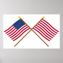 Crossed US and Sons of Liberty Flags Poster