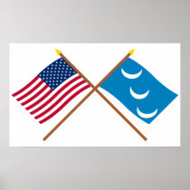 Crossed US and South Carolina Militia Flags Poster
