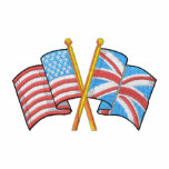 Crossed Usa and Uk Flags Embroidered Hoodie