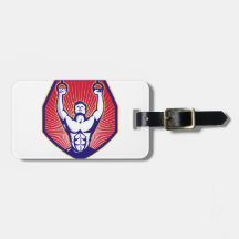 Crossfit Training Athlete Rings Retro Bag Tag