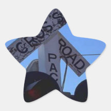 Crossroads signals on the train tracks USA Star Sticker