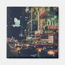 "Crosstown Traffic" New York Watercolor Art Magnet