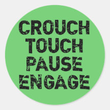 Crouch Touch Pause Engage Rugby Tees Round Sticker