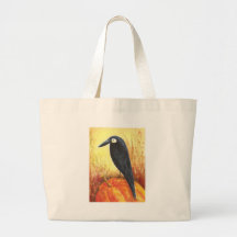 Crow on Pumpkin Canvas Bags