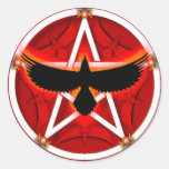 Crow Pentacle - Red Round Stickers