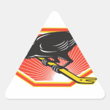 Crow Perching on Crowbar Retro Stickers
