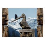 Crow & Totem Poles Greeting Card