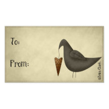 Crow with Heart Country Primitive Design Gift Tags Business Card Template