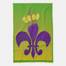 Crowned Purple Fleur de lis towel