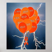 CRPS RSD Awareness Blue Lightning Orange  Balloons Poster