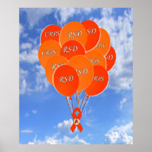 CRPS RSD Awareness Orange Ribbon Balloon Bunch Print