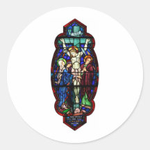 Crucifixion of Jesus Christ Stained Glass Art Stickers