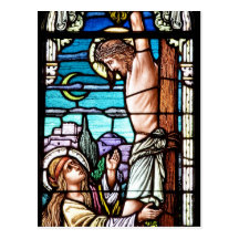Crucifixion of Jesus - Stained glass window Post Cards