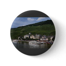 Cruise boat on Mosel River, Bernkastel Kues, Germa Button