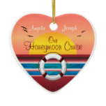 Cruise Honeymoon - Sunset Template Heart ornaments
