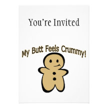 Crummy Butt Cookie Boy Personalized Invitations