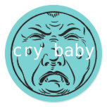 cry baby round sticker