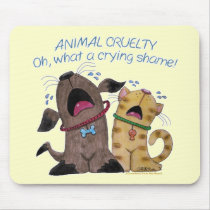 Crying dog and cat crying shame mouse pad