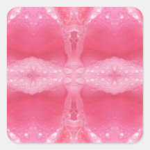 Crystal Art : Morning Dew on Rose Petal Square Stickers