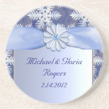 Crystal Blue Snowflake Celebration Drink Coaster