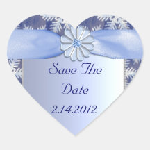 Crystal Blue Snowflake Celebration Heart Sticker