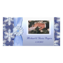 Crystal Blue Snowflake Celebration Photo Card