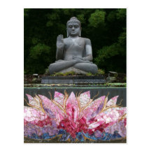 Crystal Buddha sends regards on a postcard 
