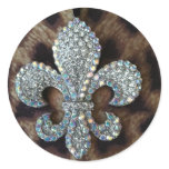 CRYSTAL FLEUR DE LIS ON LEOPARD BORDER PRINT STICKERS