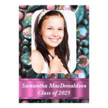 Crystal rhinestone  photo graduation invite