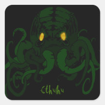 Cthulhu art dark square stickers