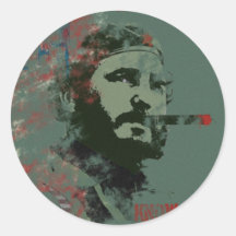 Cuba Propaganda Castro Round Stickers