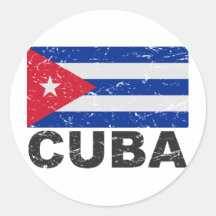 Cuba Vintage Flag Round Sticker